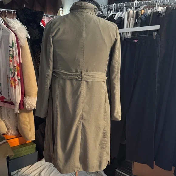 LOFT Olive Double-Breasted Trench Coat XS - Picture 5 of 7